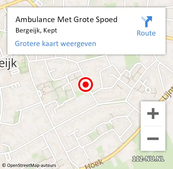 Locatie op kaart van de 112 melding: Ambulance Met Grote Spoed Naar Bergeijk, Kept op 20 februari 2020 20:22