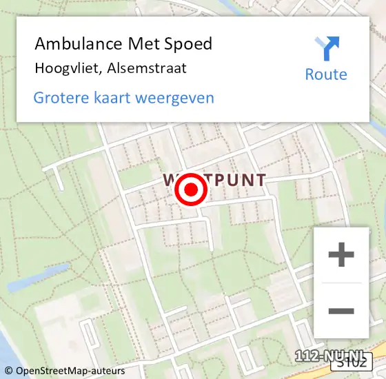 Locatie op kaart van de 112 melding: Ambulance Met Spoed Naar Hoogvliet, Alsemstraat op 20 februari 2020 20:26