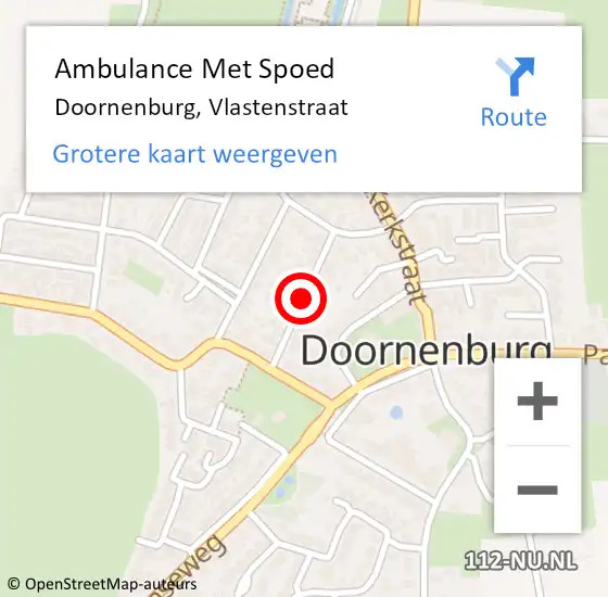 Locatie op kaart van de 112 melding: Ambulance Met Spoed Naar Doornenburg, Vlastenstraat op 20 februari 2020 20:32