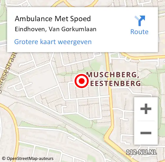 Locatie op kaart van de 112 melding: Ambulance Met Spoed Naar Eindhoven, Van Gorkumlaan op 20 februari 2020 20:47