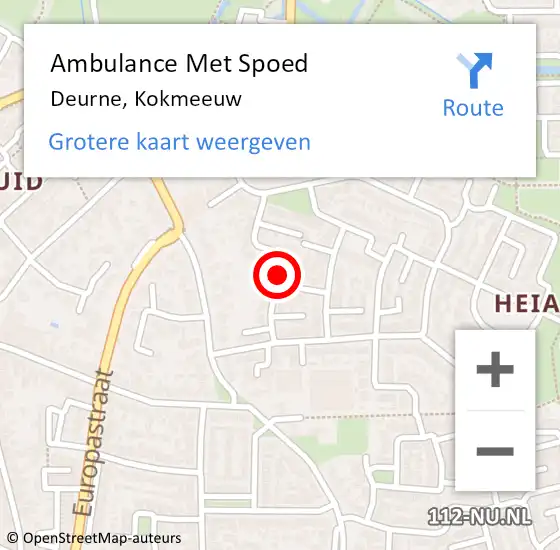 Locatie op kaart van de 112 melding: Ambulance Met Spoed Naar Deurne, Kokmeeuw op 20 februari 2020 21:05