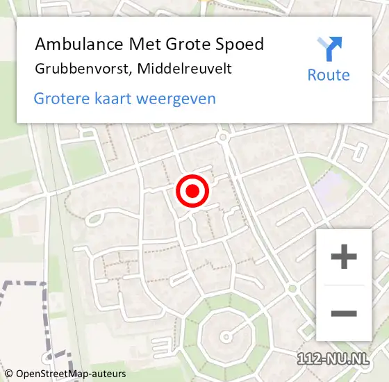 Locatie op kaart van de 112 melding: Ambulance Met Grote Spoed Naar Grubbenvorst, Middelreuvelt op 20 februari 2020 21:15