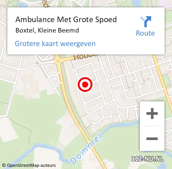 Locatie op kaart van de 112 melding: Ambulance Met Grote Spoed Naar Boxtel, Kleine Beemd op 20 februari 2020 21:35