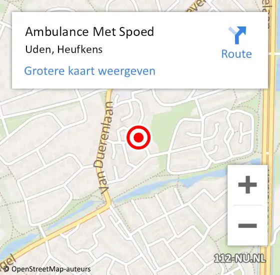 Locatie op kaart van de 112 melding: Ambulance Met Spoed Naar Uden, Heufkens op 21 februari 2020 01:23