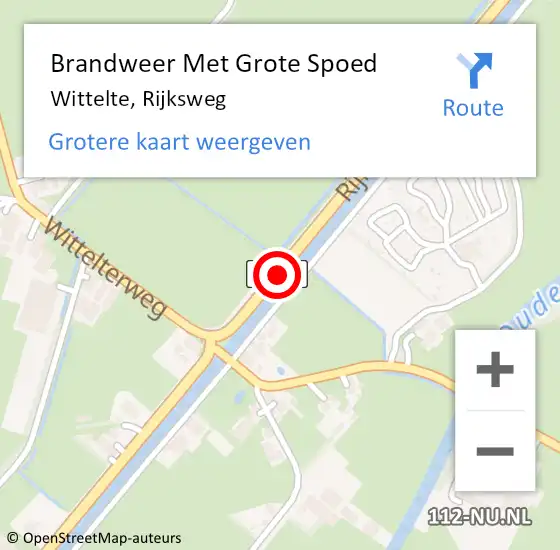 Locatie op kaart van de 112 melding: Brandweer Met Grote Spoed Naar Wittelte, Rijksweg op 21 februari 2020 05:20