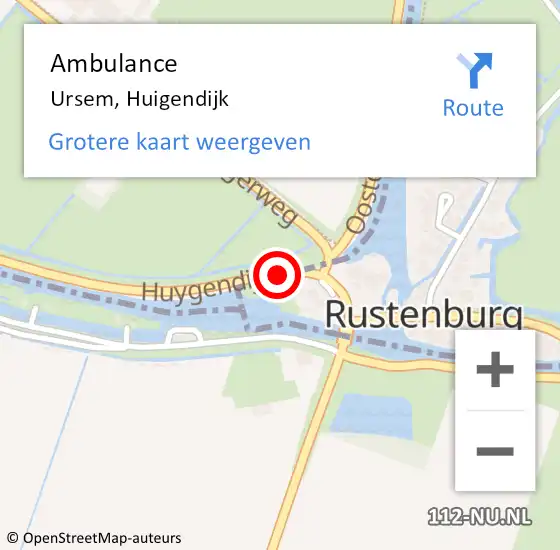 Locatie op kaart van de 112 melding: Ambulance Ursem, Huigendijk op 21 februari 2020 06:43