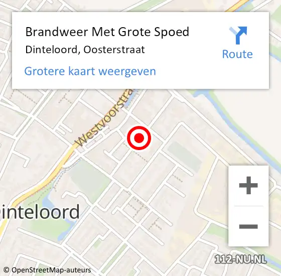 Locatie op kaart van de 112 melding: Brandweer Met Grote Spoed Naar Dinteloord, Oosterstraat op 21 februari 2020 08:36