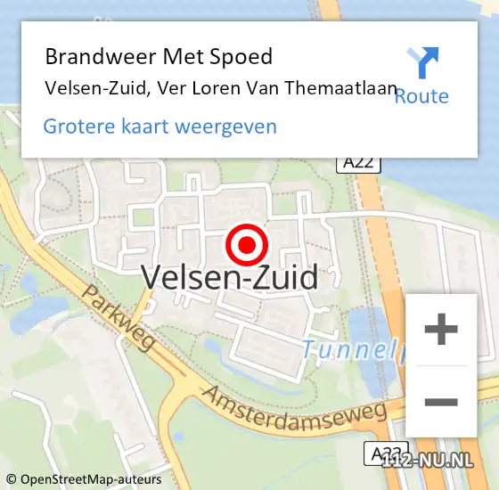 Locatie op kaart van de 112 melding: Brandweer Met Spoed Naar Velsen-Zuid, Ver Loren Van Themaatlaan op 21 februari 2020 10:37