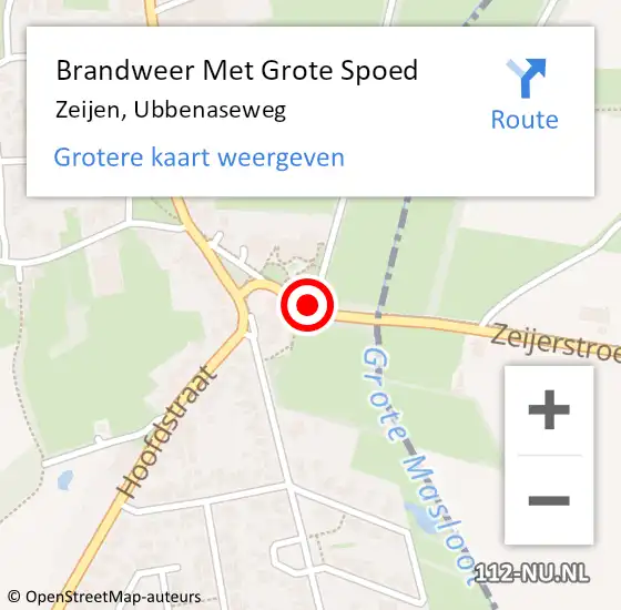 Locatie op kaart van de 112 melding: Brandweer Met Grote Spoed Naar Zeijen, Ubbenaseweg op 21 februari 2020 10:55