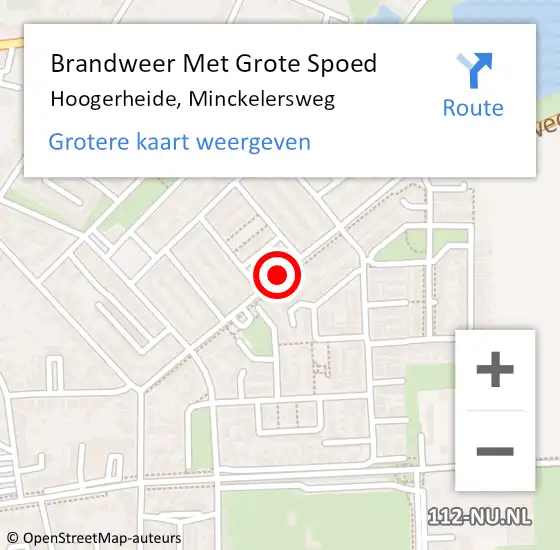 Locatie op kaart van de 112 melding: Brandweer Met Grote Spoed Naar Hoogerheide, Minckelersweg op 21 februari 2020 11:09