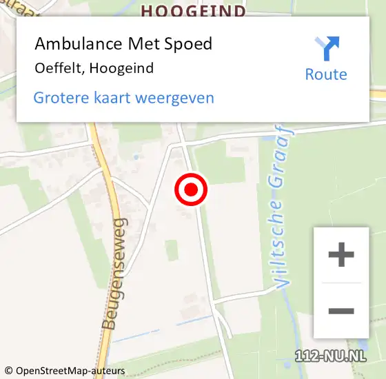 Locatie op kaart van de 112 melding: Ambulance Met Spoed Naar Oeffelt, Hoogeind op 21 februari 2020 12:40