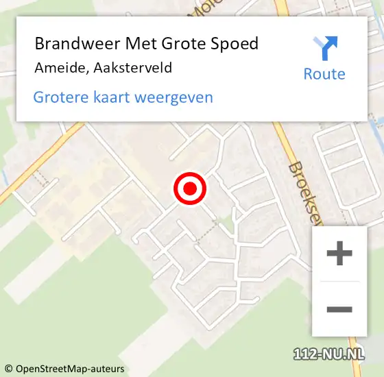 Locatie op kaart van de 112 melding: Brandweer Met Grote Spoed Naar Ameide, Aaksterveld op 21 februari 2020 12:46