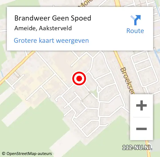 Locatie op kaart van de 112 melding: Brandweer Geen Spoed Naar Ameide, Aaksterveld op 21 februari 2020 12:56