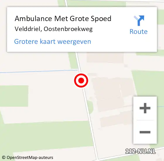 Locatie op kaart van de 112 melding: Ambulance Met Grote Spoed Naar Velddriel, Oostenbroekweg op 21 februari 2020 14:07