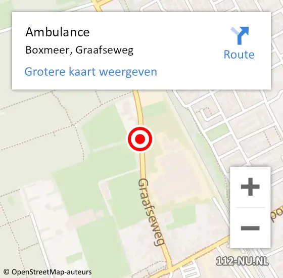 Locatie op kaart van de 112 melding: Ambulance Boxmeer, Graafseweg op 21 februari 2020 15:02