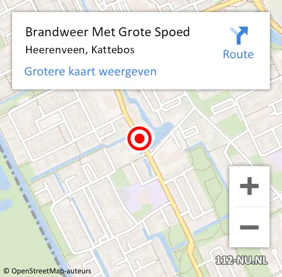 Locatie op kaart van de 112 melding: Brandweer Met Grote Spoed Naar Heerenveen, Kattebos op 21 februari 2020 15:47