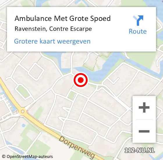 Locatie op kaart van de 112 melding: Ambulance Met Grote Spoed Naar Ravenstein, Contre Escarpe op 21 februari 2020 15:54
