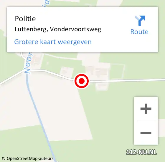 Locatie op kaart van de 112 melding: Politie Luttenberg, Vondervoortsweg op 21 februari 2020 15:57