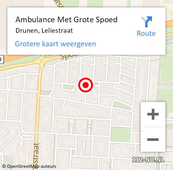 Locatie op kaart van de 112 melding: Ambulance Met Grote Spoed Naar Drunen, Leliestraat op 21 februari 2020 16:02