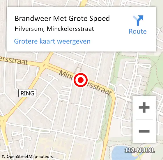 Locatie op kaart van de 112 melding: Brandweer Met Grote Spoed Naar Hilversum, Minckelersstraat op 21 februari 2020 16:39