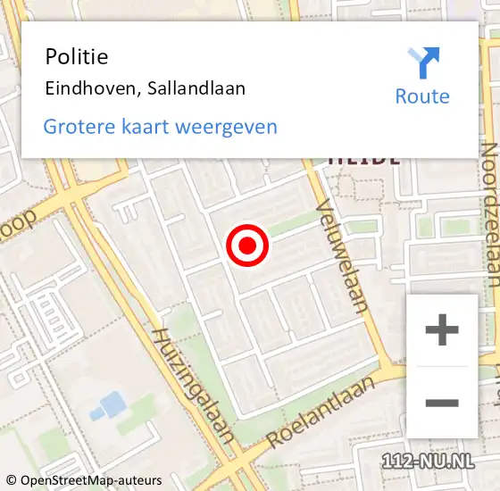 Locatie op kaart van de 112 melding: Politie Eindhoven, Sallandlaan op 21 februari 2020 16:48