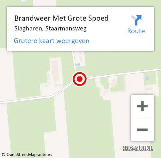 Locatie op kaart van de 112 melding: Brandweer Met Grote Spoed Naar Slagharen, Staarmansweg op 21 februari 2020 17:20