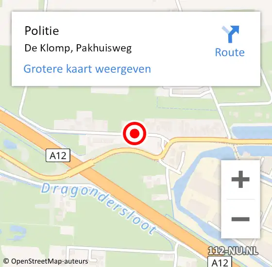 Locatie op kaart van de 112 melding: Politie De Klomp, Pakhuisweg op 21 februari 2020 17:31