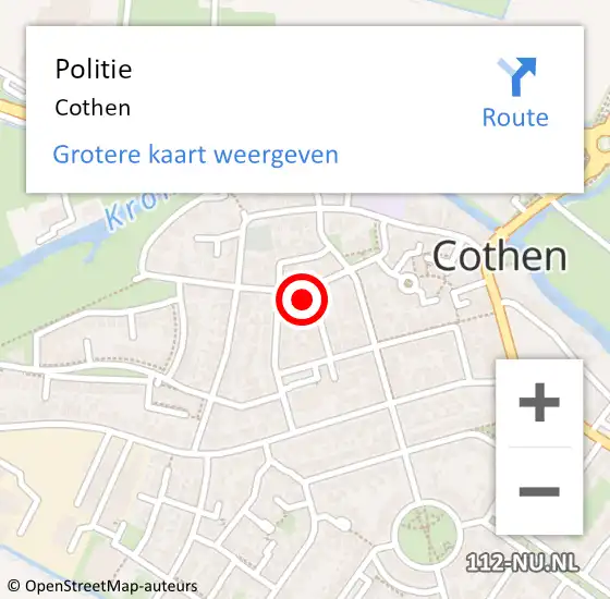 Locatie op kaart van de 112 melding: Politie Cothen op 21 februari 2020 19:00