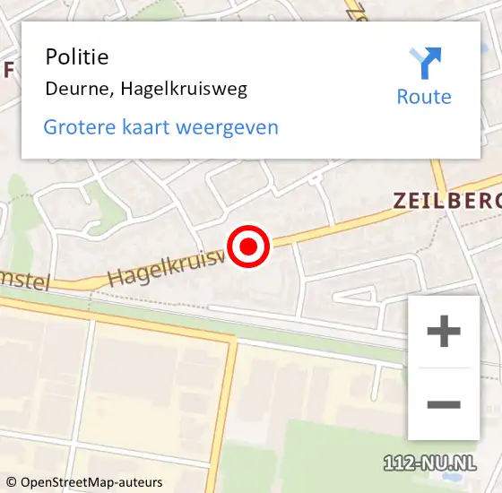 Locatie op kaart van de 112 melding: Politie Deurne, Hagelkruisweg op 21 februari 2020 19:56