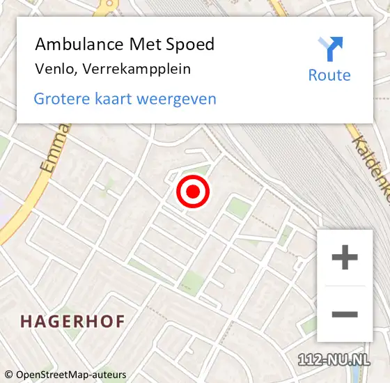 Locatie op kaart van de 112 melding: Ambulance Met Spoed Naar Venlo, Verrekampplein op 21 februari 2020 20:27