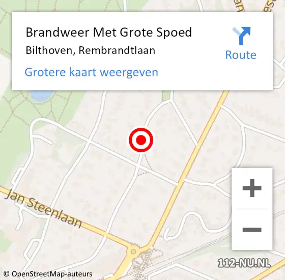 Locatie op kaart van de 112 melding: Brandweer Met Grote Spoed Naar Bilthoven, Rembrandtlaan op 21 februari 2020 20:28