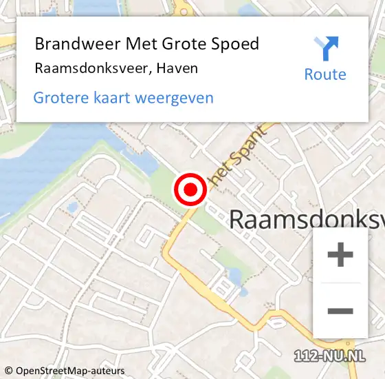 Locatie op kaart van de 112 melding: Brandweer Met Grote Spoed Naar Raamsdonksveer, Haven op 21 februari 2020 21:01