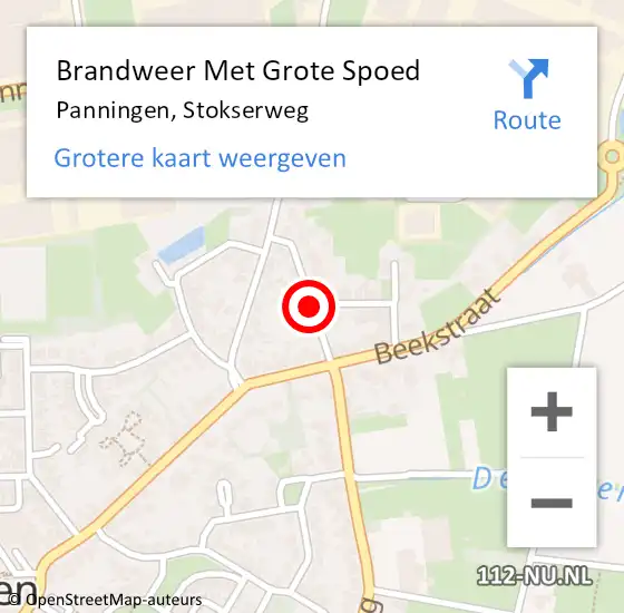 Locatie op kaart van de 112 melding: Brandweer Met Grote Spoed Naar Panningen, Stokserweg op 21 februari 2020 21:06