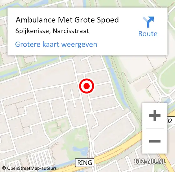 Locatie op kaart van de 112 melding: Ambulance Met Grote Spoed Naar Spijkenisse, Narcisstraat op 21 februari 2020 21:13