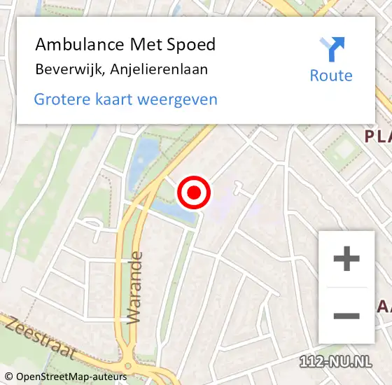 Locatie op kaart van de 112 melding: Ambulance Met Spoed Naar Beverwijk, Anjelierenlaan op 21 februari 2020 21:51