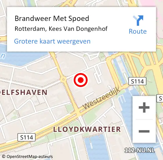 Locatie op kaart van de 112 melding: Brandweer Met Spoed Naar Rotterdam, Kees Van Dongenhof op 21 februari 2020 22:08