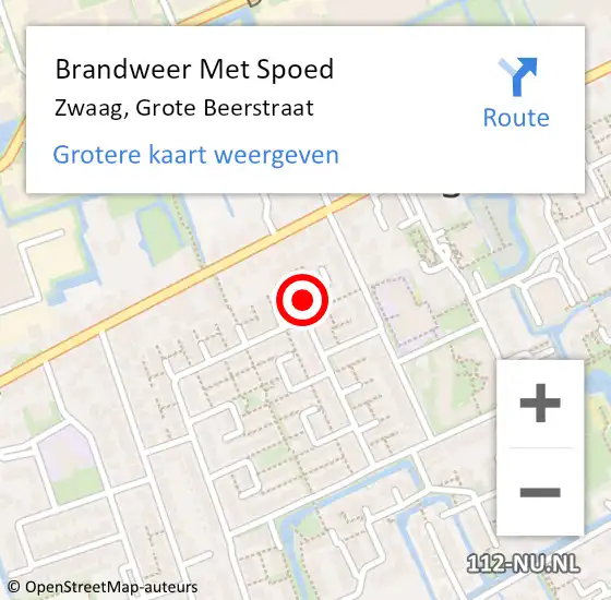 Locatie op kaart van de 112 melding: Brandweer Met Spoed Naar Zwaag, Grote Beerstraat op 21 februari 2020 23:39