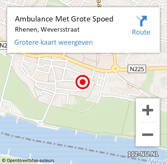 Locatie op kaart van de 112 melding: Ambulance Met Grote Spoed Naar Rhenen, Weversstraat op 22 februari 2020 00:20