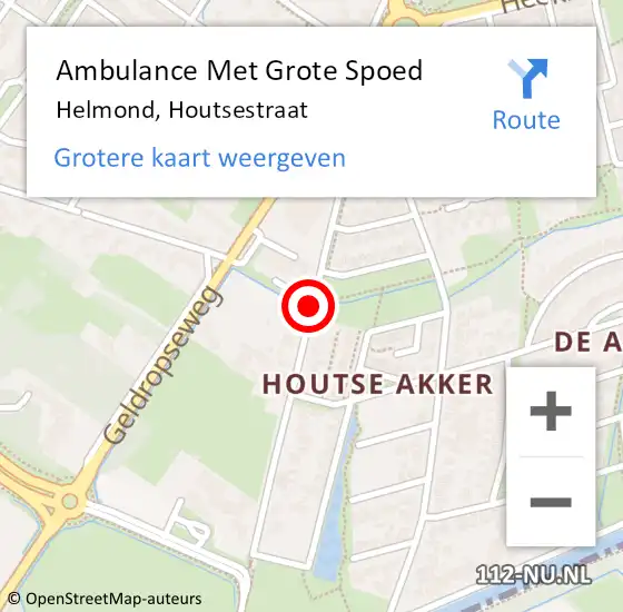 Locatie op kaart van de 112 melding: Ambulance Met Grote Spoed Naar Helmond, Houtsestraat op 22 februari 2020 00:41