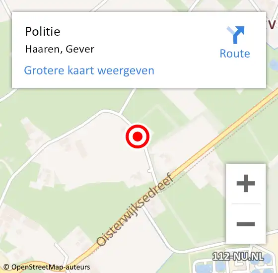 Locatie op kaart van de 112 melding: Politie Haaren, Gever op 22 februari 2020 00:42