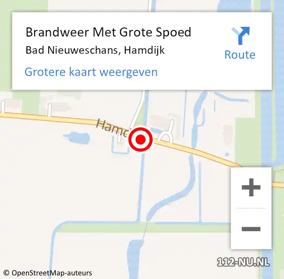 Locatie op kaart van de 112 melding: Brandweer Met Grote Spoed Naar Bad Nieuweschans, Hamdijk op 22 februari 2020 00:44