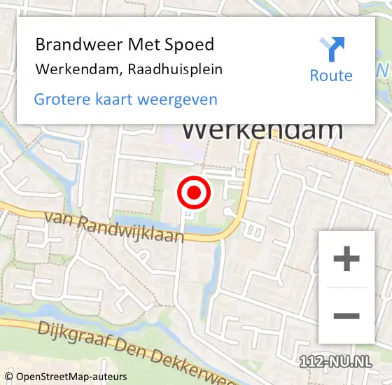 Locatie op kaart van de 112 melding: Brandweer Met Spoed Naar Werkendam, Raadhuisplein op 22 februari 2020 00:56