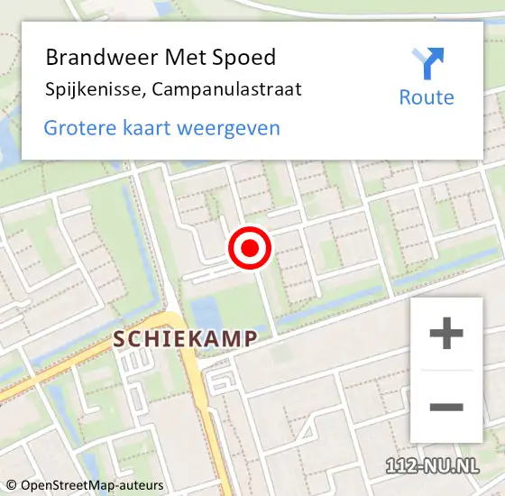 Locatie op kaart van de 112 melding: Brandweer Met Spoed Naar Spijkenisse, Campanulastraat op 22 februari 2020 01:19