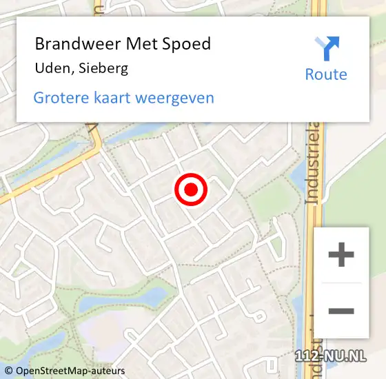 Locatie op kaart van de 112 melding: Brandweer Met Spoed Naar Uden, Sieberg op 22 februari 2020 01:26