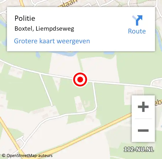 Locatie op kaart van de 112 melding: Politie Boxtel, Liempdseweg op 22 februari 2020 02:47