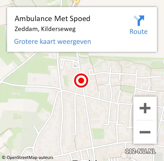 Locatie op kaart van de 112 melding: Ambulance Met Spoed Naar Zeddam, Kilderseweg op 22 februari 2020 02:54