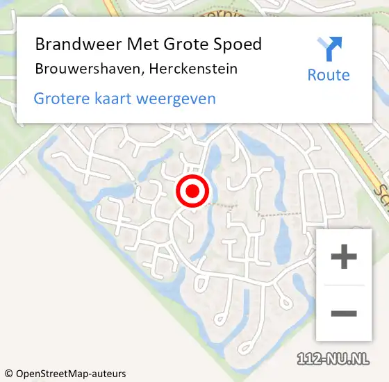 Locatie op kaart van de 112 melding: Brandweer Met Grote Spoed Naar Brouwershaven, Herckenstein op 22 februari 2020 03:54