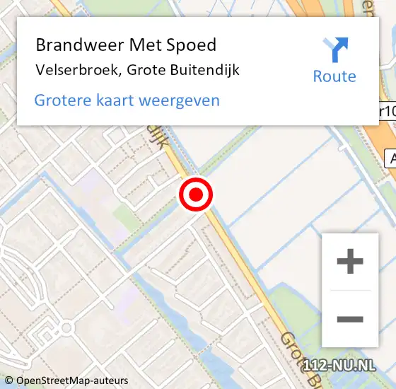 Locatie op kaart van de 112 melding: Brandweer Met Spoed Naar Velserbroek, Grote Buitendijk op 22 februari 2020 08:47