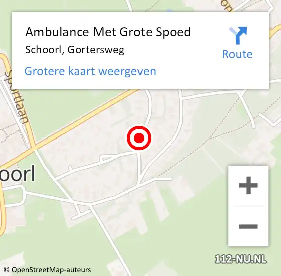 Locatie op kaart van de 112 melding: Ambulance Met Grote Spoed Naar Schoorl, Gortersweg op 22 februari 2020 10:07