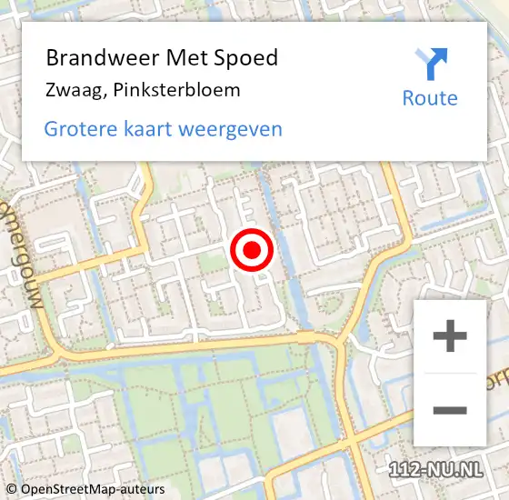 Locatie op kaart van de 112 melding: Brandweer Met Spoed Naar Zwaag, Pinksterbloem op 22 februari 2020 10:25